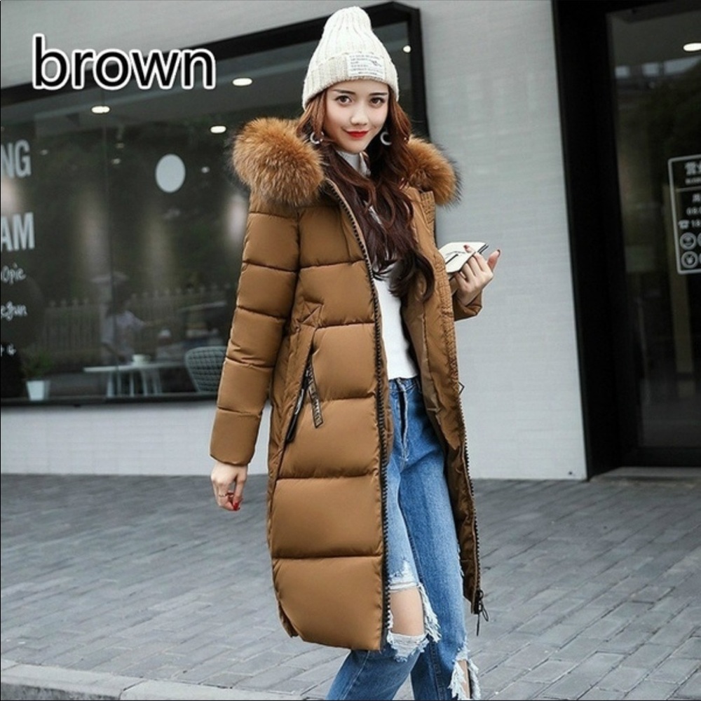 NWT Knee Length Warm Faux Fur Hoodie Wintercoat